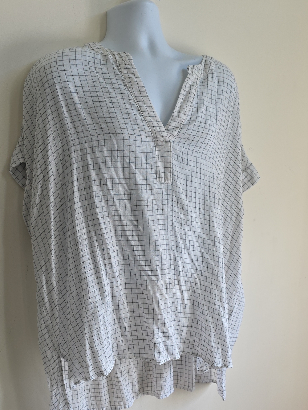 Jane+Delancey White With Black  Grid Blouse